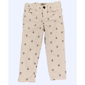 Girls OshKosh B'gosh Anchor Print White Dress Pants Jeans 3T Nautical Preppy